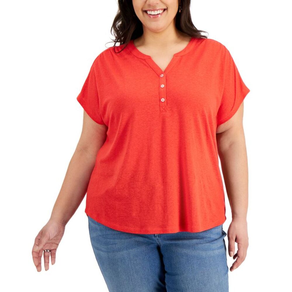 Style & Co Plus Size Split Neck Top